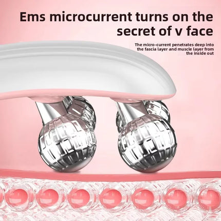 EMS Microcurrent Roller Face-Slimming Artifact V-Face Beauty Facial Massager for Firming and Lifting the Face