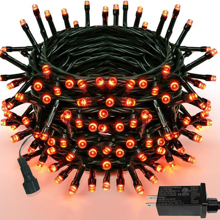 Orange Halloween String Lights 82FT 200 LED Extendable for Outdoor/Indoor, 8 Lighting Modes Plug in String Lights for Halloween Decorations Bedroom Party Decor Room Garden Patio Tree (Orange)