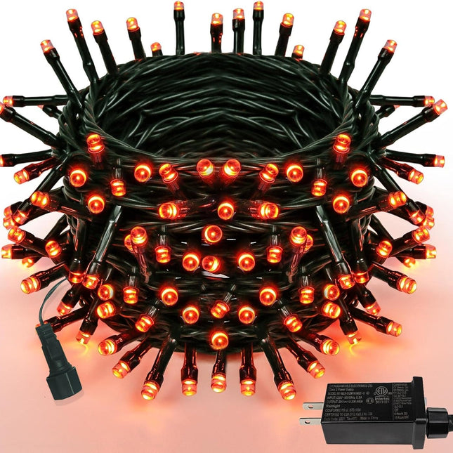 Orange Halloween String Lights 82FT 200 LED Extendable for Outdoor/Indoor, 8 Lighting Modes Plug in String Lights for Halloween Decorations Bedroom Party Decor Room Garden Patio Tree (Orange)