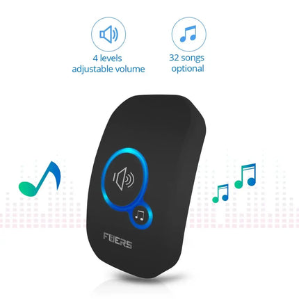 Wireless Doorbell Waterproof Door Chime Kit Welcome Chime Home Door Bell Intelligent 32 Songs Melodies Sound and LED