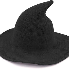 Womens Witch Hat Knitted Wool Cap for Halloween Party Masquerade Cosplay Costume Accessory and Daily, Black