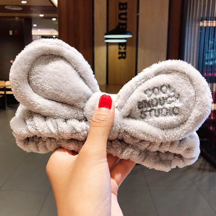 Wash Face Hair Holder Hairbands Soft Warm Coral Fleece Bow Animal Ears Headband for Women Girls Turban Fashion Hair Accessories