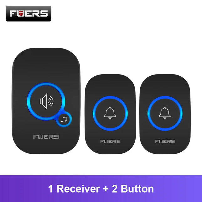 Wireless Doorbell Waterproof Door Chime Kit Welcome Chime Home Door Bell Intelligent 32 Songs Melodies Sound and LED
