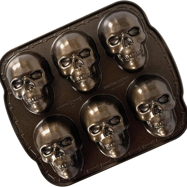 Halloween Skull Cakelet Pan, haunted Bronze Bakeware