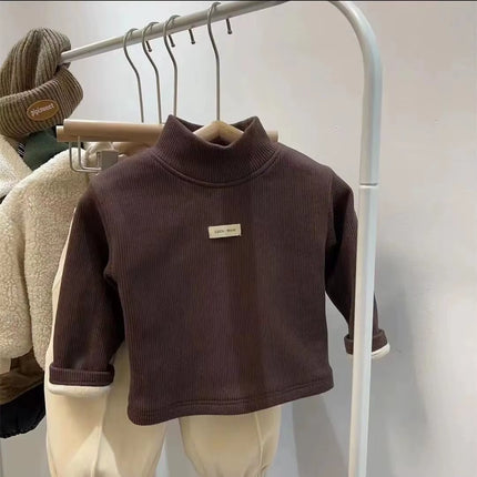 Children'S Autumn Winter Half High Neck Pullover Long Sleeve Bottom Shirt Kids Baby Boys Girls Clothing Tops