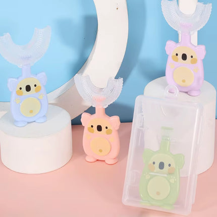 2-12Years Baby 360 Degree U-Shaped Oral Care Cleaning Silicone Soft Toothbrush Cartoon Cute Children'S Toothbrush