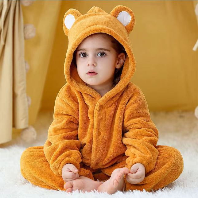 Newborn Baby Boy Clothing Stitch Animal Cartoon Hooded Jumpsuits Winter Baby Pajamas Onesies Kids Sleepwear Newborn Baby Pyjamas