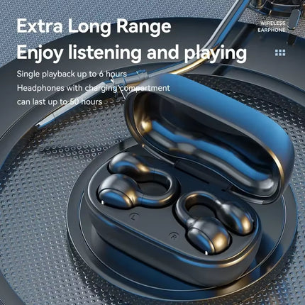 M47 TWS Bluetooth 5.3 Wireless Headphones Clip Ear Music Noise Canceling Headset Digital Display HD Call Sports Gaming Earphones