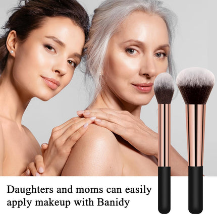 Makeup Brushes  Powder Foundation Brush Flawless Powder Brush Set with Highlighter Brush Blush Brush with Wooden Handle Perfect for Blending, Buffing Liquid